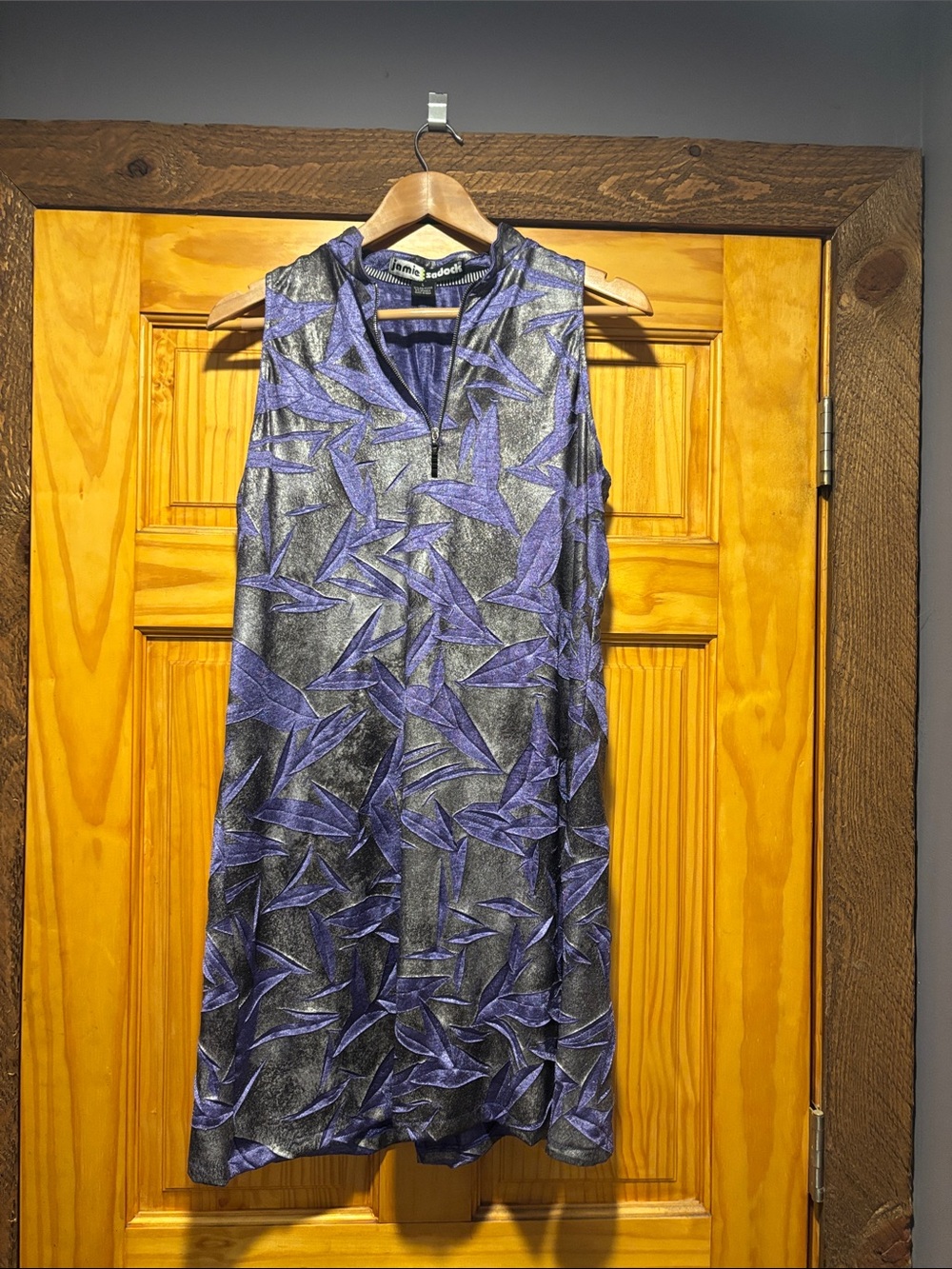 Jamie Sadock Sleeveless Metallic Purple Patterned Golf Dress